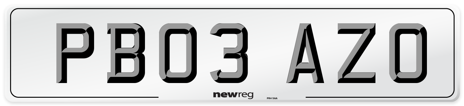 PB03 AZO Number Plate from New Reg
